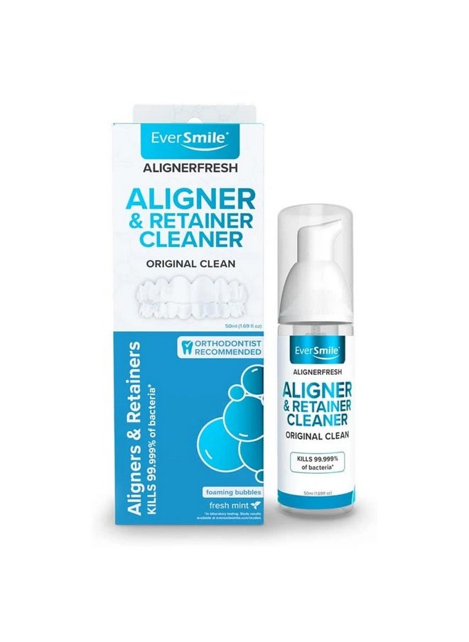 EverSmile AlignerFresh Original Clean - AlignerFresh Cleaning Foam for Invisalign, ClearCorrect, Essix, Hawley Trays/Aligners. Cleans, Eliminates Bacteria, Whitens Teeth & Fights Bad Breath (50ml)