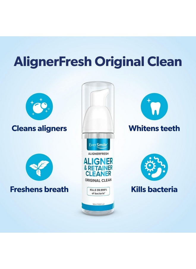 EverSmile AlignerFresh Original Clean - AlignerFresh Cleaning Foam for Invisalign, ClearCorrect, Essix, Hawley Trays/Aligners. Cleans, Eliminates Bacteria, Whitens Teeth & Fights Bad Breath (50ml)