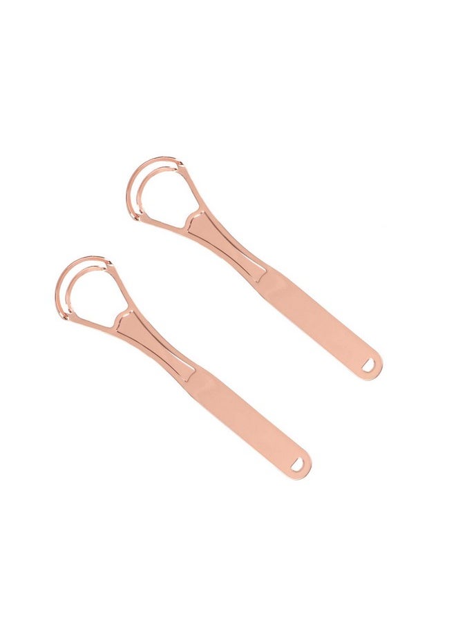 JOSALINAS 2PCS Tongue Cleaners Wide-head Double Blades Scrapers For Oral Care, Rose Gold Color