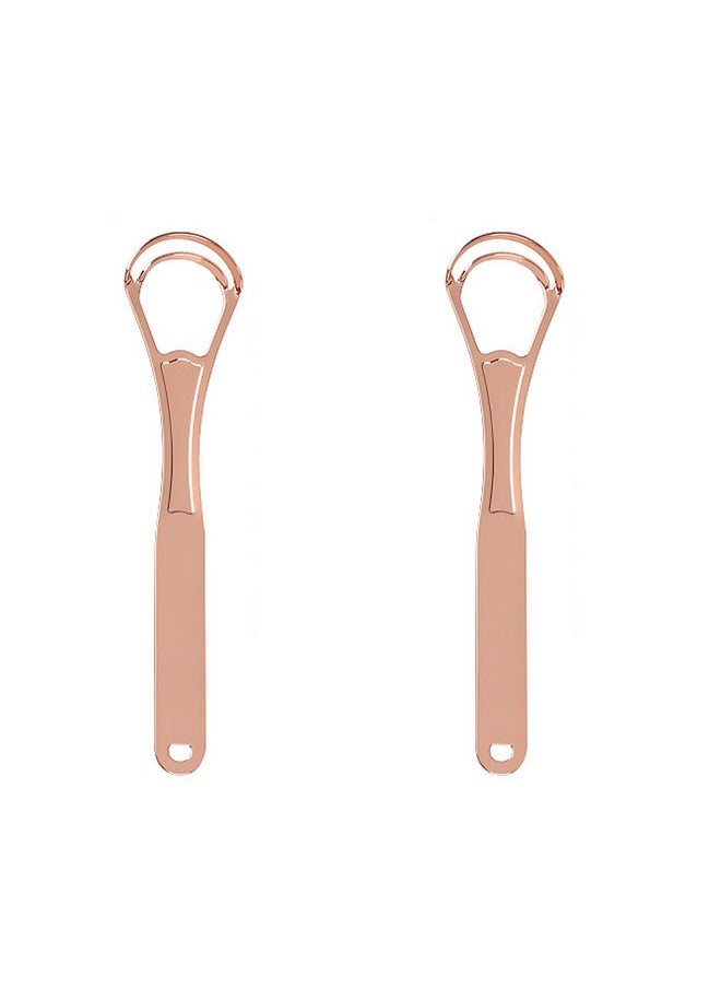 JOSALINAS 2PCS Tongue Cleaners Wide-head Double Blades Scrapers For Oral Care, Rose Gold Color