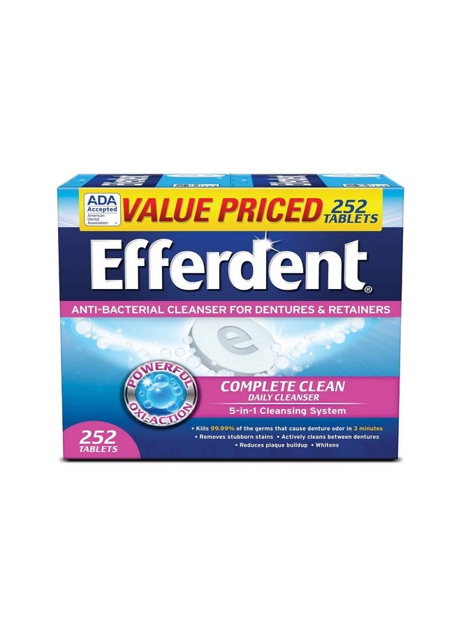 Efferdent Denture Cleanser Tablets, Complete Clean, Tablets, Multicolor, 252 Count