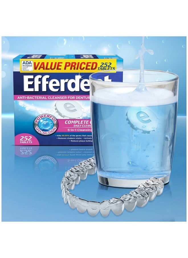 Efferdent Denture Cleanser Tablets, Complete Clean, Tablets, Multicolor, 252 Count