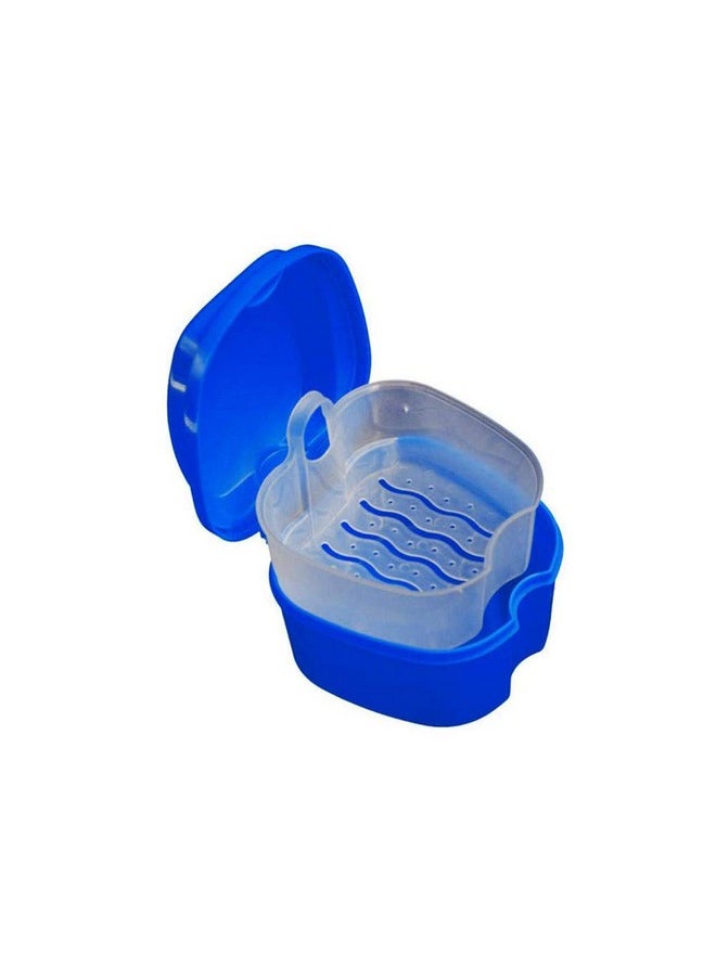 2 PCS Denture Bath Case with Strainer Basket, False Teeth Storage Box Holder, Denture Cup Soaking Container for Travel Cleaning (Blue Green)