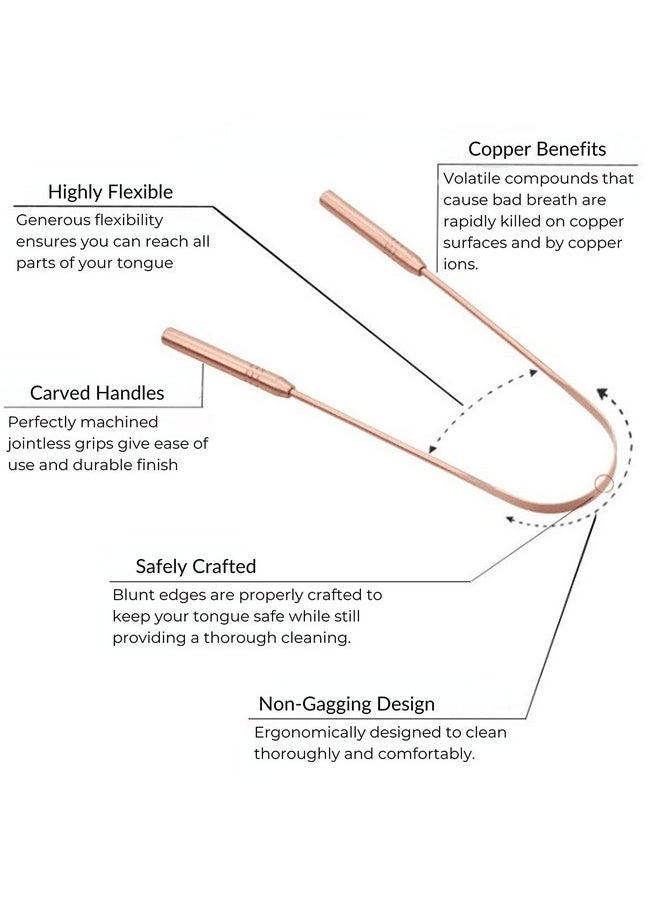 Gaia Guy Copper Tongue Scraper with Metal Case - 2 Pack - Plastic Free Tongue Scrapers for Adults, Tongue Cleaner for Oral Care & Hygiene