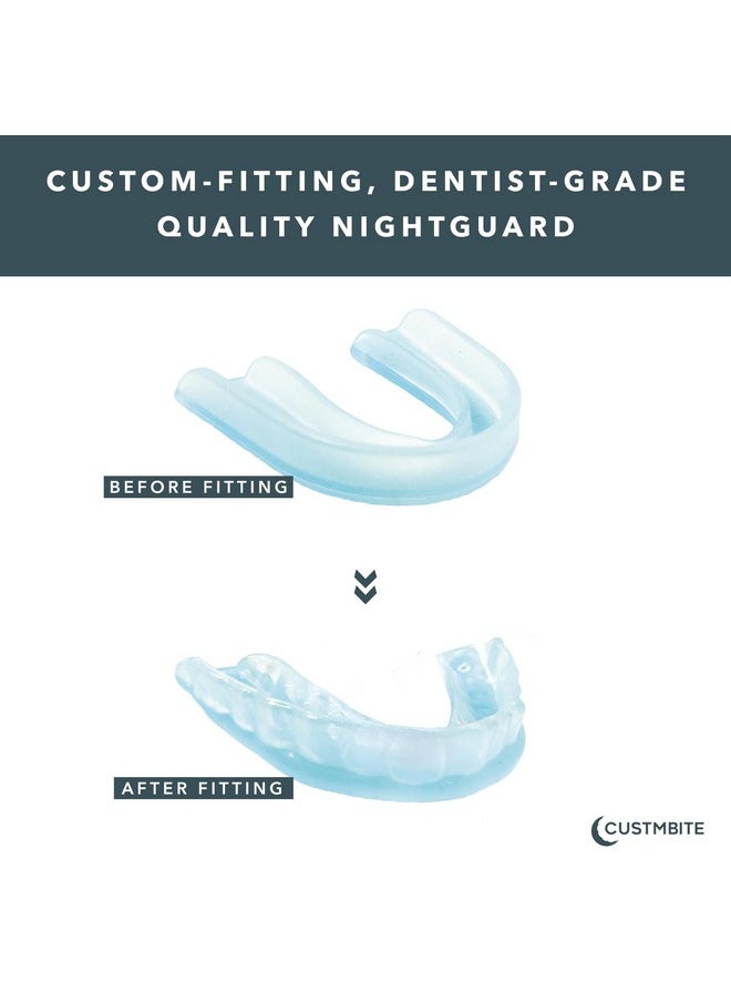 CUSTMBITE Premium Hard Surface Night Guards for Teeth Grinding, 2 Pack with Mouth Guard Case, USA Made, Mouth Guard for Clenching Teeth at Night, Bruxism NightGuard - Customizable Fit Dental Guard