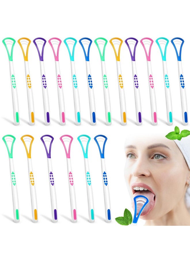 Yinkin 18 Pcs Tongue Scraper for Adults, Tongue Scraper Cleaner, Colorful Tongue Cleaner, Oral Care Scrapers Plastic Tongue Brush for Reducing Bad Breath Adults Healthy Oral Care Tools Easy to Use