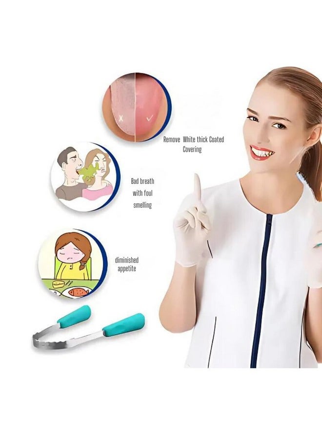 Metal Tongue Scraper for Adults Double Sided Bad Breath Treatment 100% Stainless Steel Tough Scraper for Oral Care & Chronic Halitosis Relief Cleaner