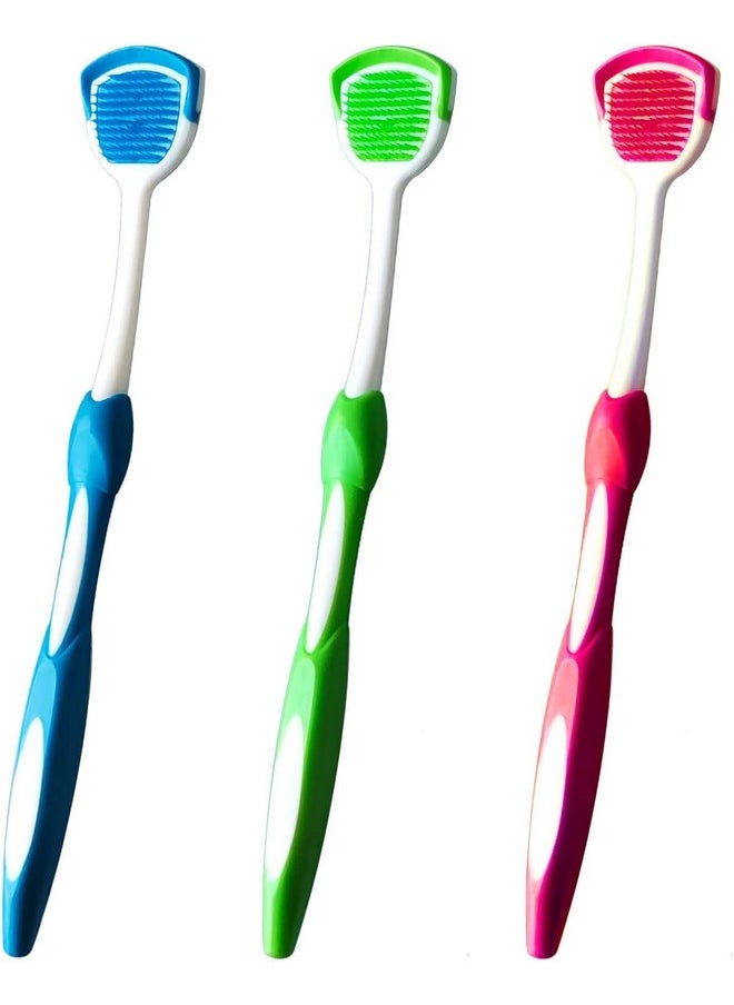 Tongue Brush, Tongue Scraper, Tongue Cleaner, Tongue Scraper Brush, Tongue Cleaner Brush, Tongue Brushes Helps Fight Bad Breath, 3 Tongue Scrapers, 3 Pack (Blue & Green & Red)
