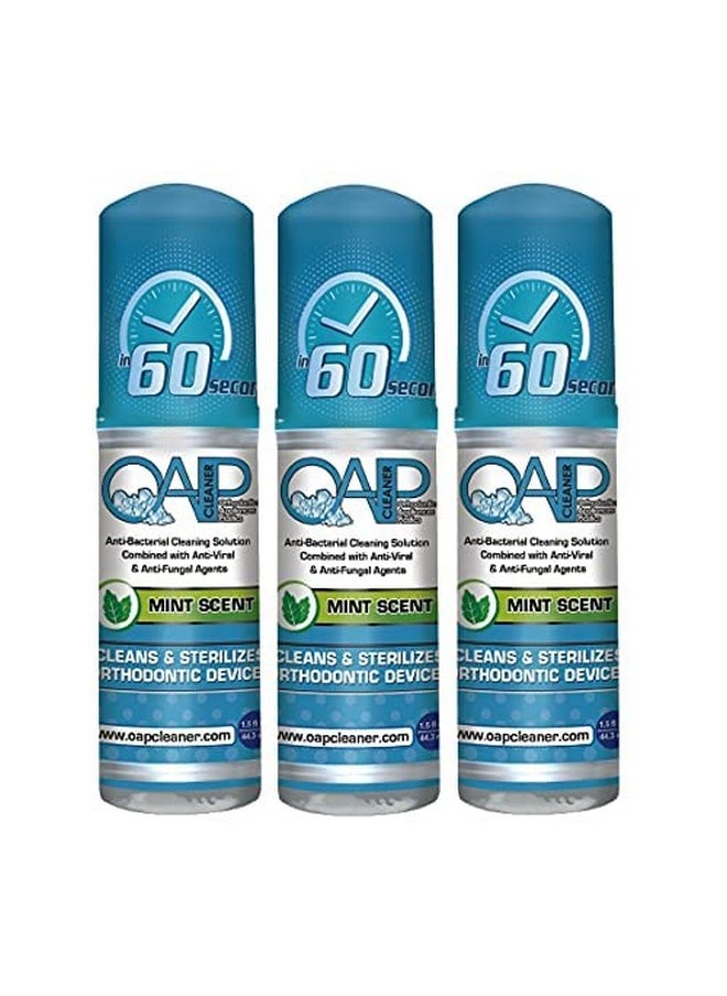 Orthodontic Cleaner by OAP Cleaner | Retainer Cleaner, Denture Cleaner, and Mouth Guard Cleaner | 60 Second Foam Cleanser | Paraben, Sulfate and Triclosan Free | 44.3 mL, 3 Bottles
