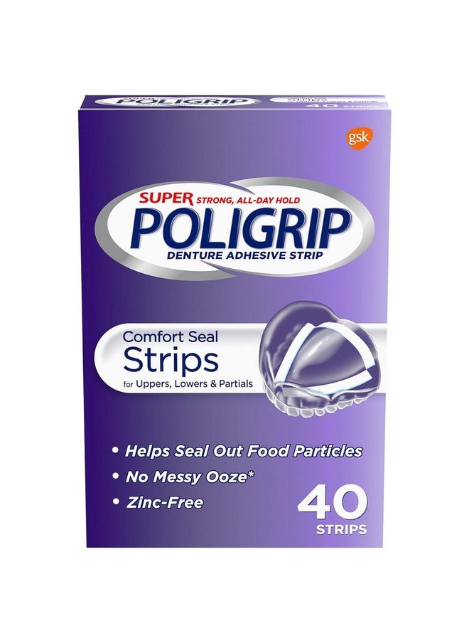 Super Poligrip Comfort Seal Strips Denture Adhesive - 40 Strips (Pack of 6)