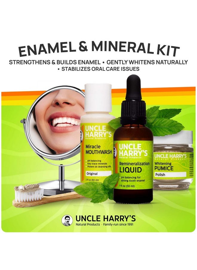 Uncle Harry's Natural Remineralization Kit with Tooth Whitening - 3 Products Strengthen Weak Enamel, Brighten Smile, & Correct Oral Care Issues (1 kit)