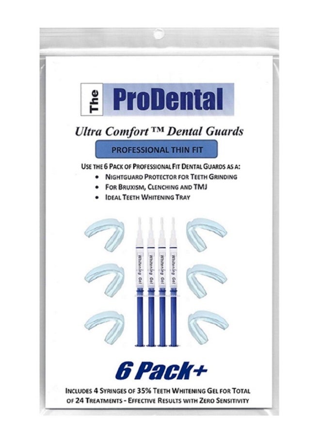 ProDental Thin and Trim Mouth Guard for Grinding Teeth - 6 Pack, USA Made, Bonus: Teeth Whitening System Included, Night Guard Stops Bruxism - Teeth Clenching, Customizable Dental Tray - No BPA