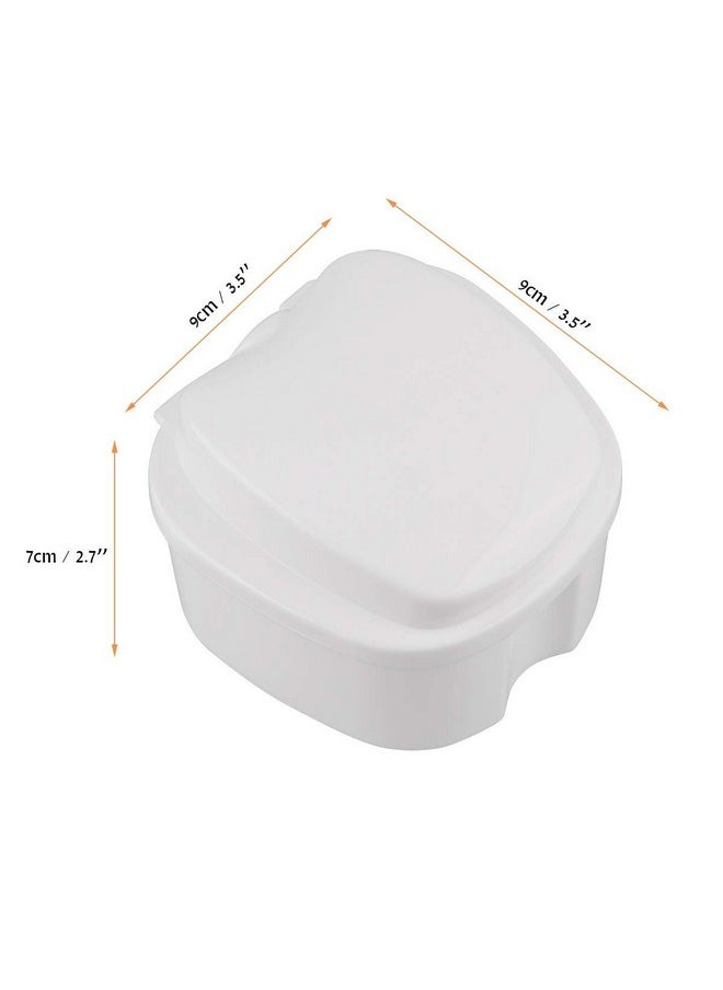 Denture Case, Denture Cup with Strainer, Coolrunner Denture Bath Box False Teeth Storage Box with Basket Net Container Holder for Travel, Retainer Cleaning
