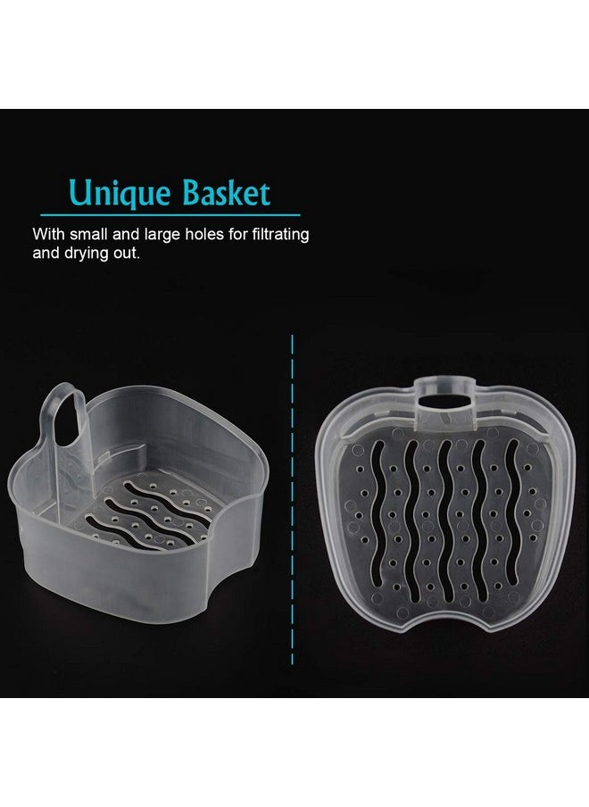 Denture Case, Denture Cup with Strainer, Coolrunner Denture Bath Box False Teeth Storage Box with Basket Net Container Holder for Travel, Retainer Cleaning