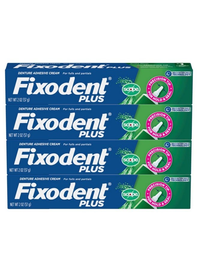 Fixodent Plus Scope Secure Denture Adhesive 2.0oz (Pack of 4)