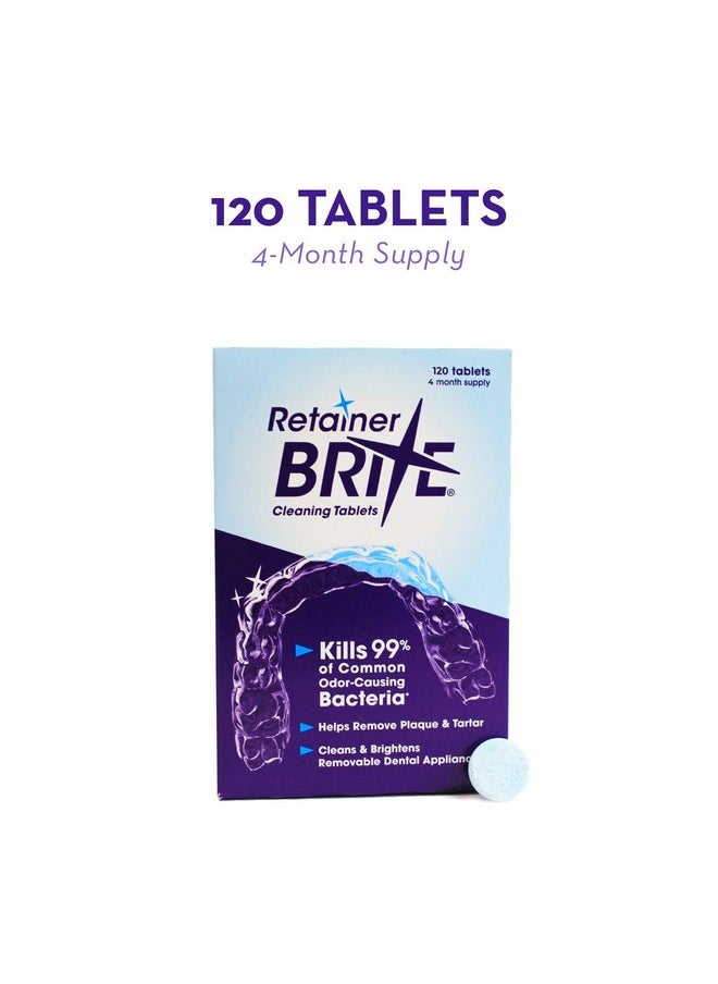 Retainer Brite - Retainer Cleaner Tablets for Invisalign, Mouth Guard Cleaner, Night Guard Cleaner and More. Cleaning Tablets for Ultrasonic Cleaners. 120 Tablets - 4 Month Supply. Made in USA