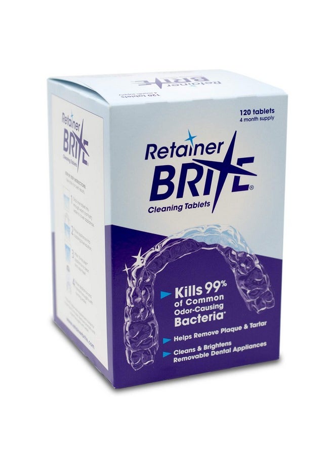 Retainer Brite - Retainer Cleaner Tablets for Invisalign, Mouth Guard Cleaner, Night Guard Cleaner and More. Cleaning Tablets for Ultrasonic Cleaners. 120 Tablets - 4 Month Supply. Made in USA