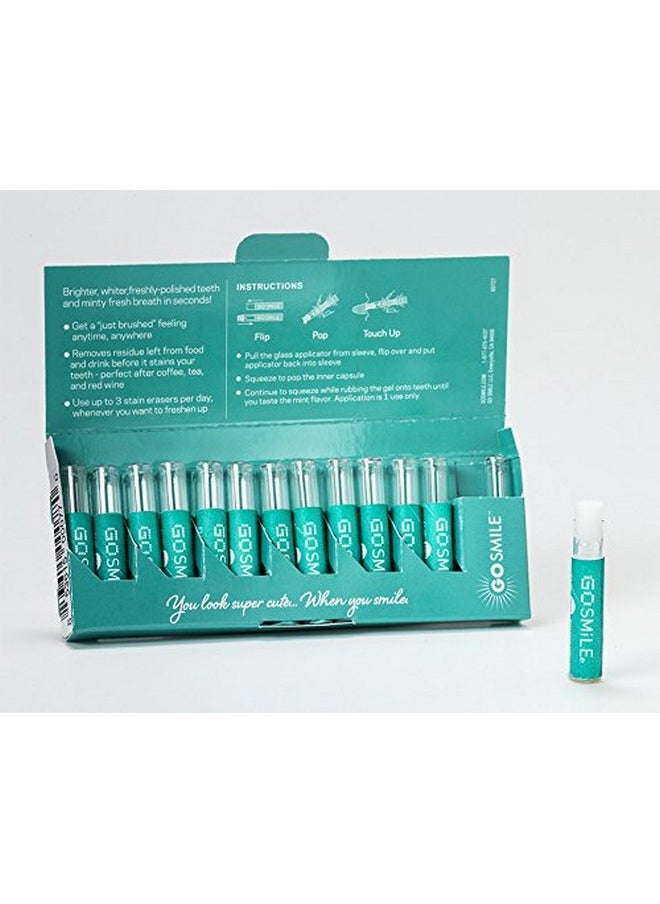 GO SMILE Teeth Whitening Stain Erasers, (14 single-use, applicators), On-The-Go Instant Teeth Cleaning, removes coffee, red wine and tea residue from teeth before stains set in, Mint flavored