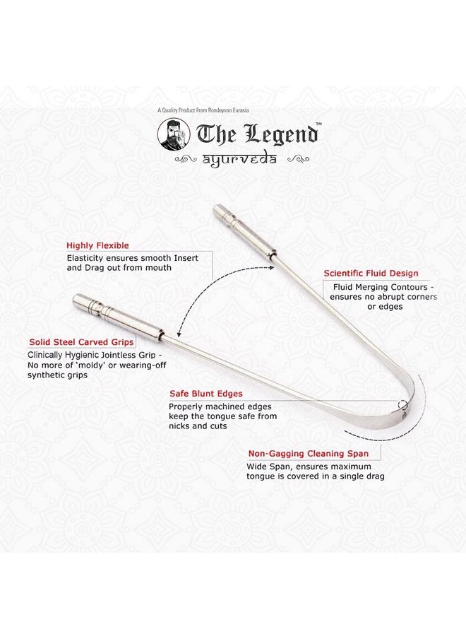 The Legend Stainless Steel Tongue Scrapers-Metal U Shaped Tongue Scraper for Fresher Breath- Tongue Scraper to Keep Mouth and Teeth Healthy and Cleaner- (Stainless Steel) (Pack of 1)