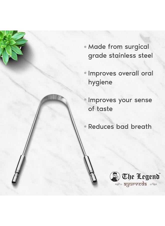 The Legend Stainless Steel Tongue Scrapers-Metal U Shaped Tongue Scraper for Fresher Breath- Tongue Scraper to Keep Mouth and Teeth Healthy and Cleaner- (Stainless Steel) (Pack of 1)