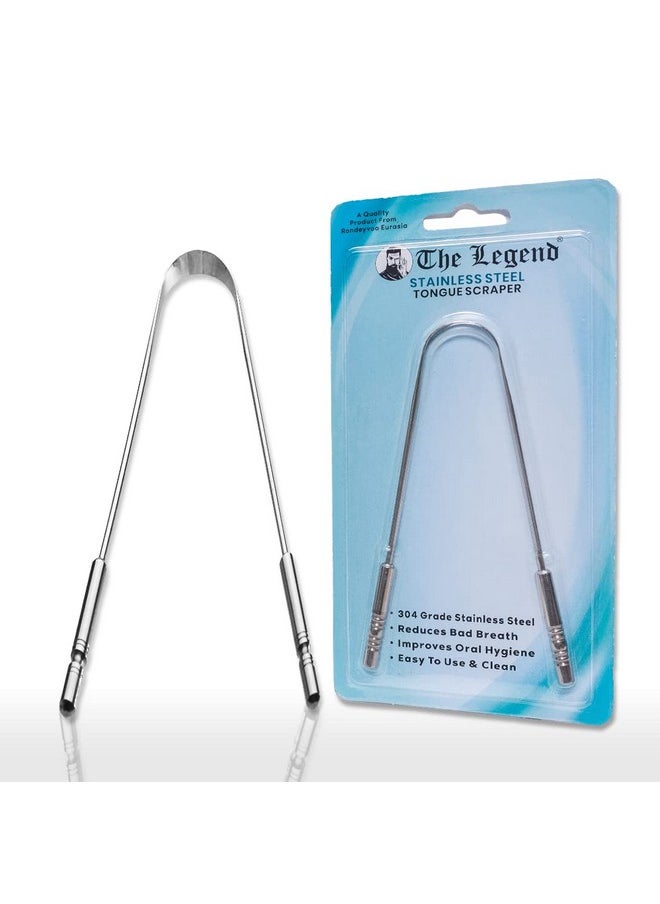 The Legend Stainless Steel Tongue Scrapers-Metal U Shaped Tongue Scraper for Fresher Breath- Tongue Scraper to Keep Mouth and Teeth Healthy and Cleaner- (Stainless Steel) (Pack of 1)
