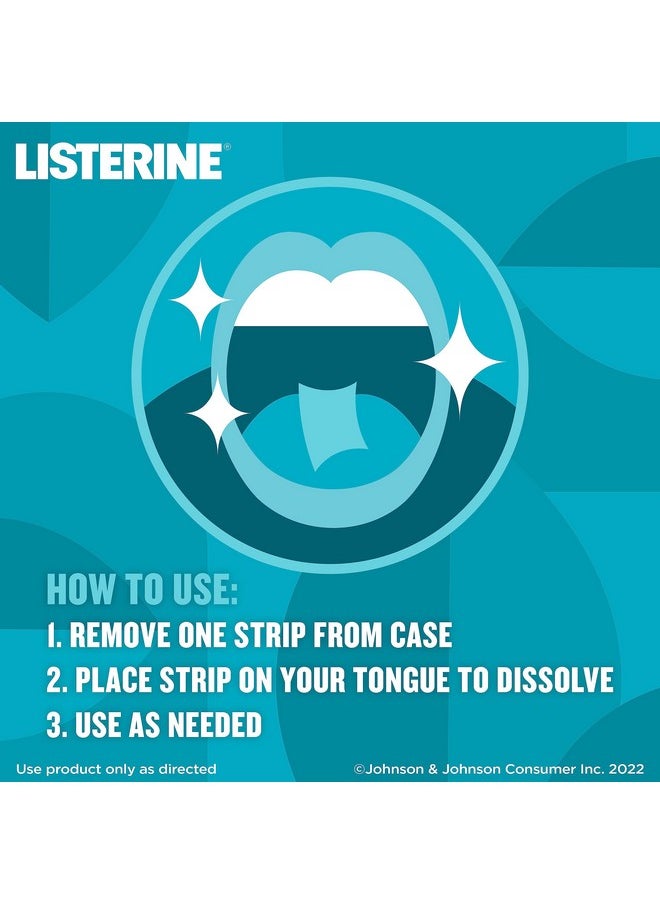 Listerine Cool Mint Pocketpaks Breath Strips Kills Bad Breath Germs, 24-Strip Pack, 3 Pack