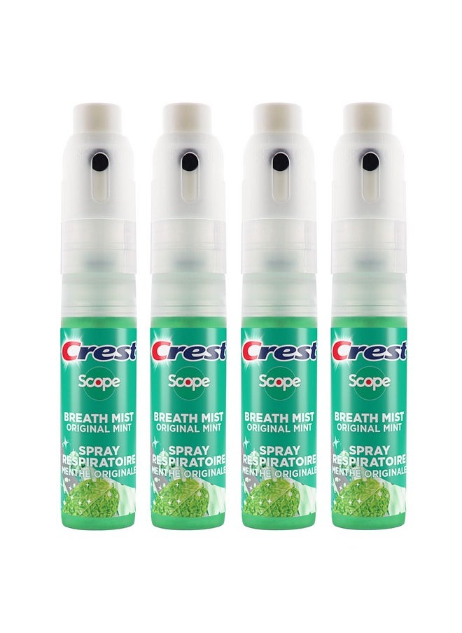 Crest Scope | One 4-Pack of Mint Breath Mist Sprays (4 Total Sprays) - 0.24 Ounce (7mL) - Made in an FDA Audited USA Facility