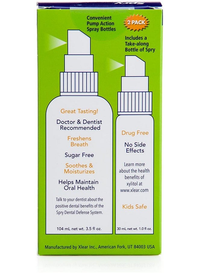 Spry Xylitol Moisturizing Bad Breath Mouth Spray, Bad Breath Treatment Oral Breath Spray with Natural Spearmint, 4.5 fl.oz (Pack of 2)