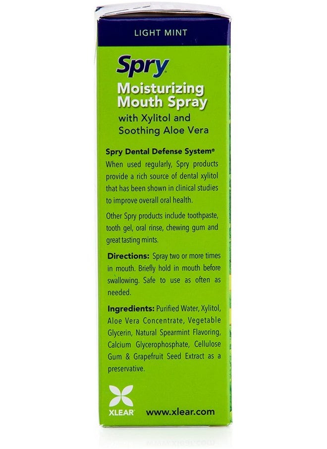 Spry Xylitol Moisturizing Bad Breath Mouth Spray, Bad Breath Treatment Oral Breath Spray with Natural Spearmint, 4.5 fl.oz (Pack of 2)