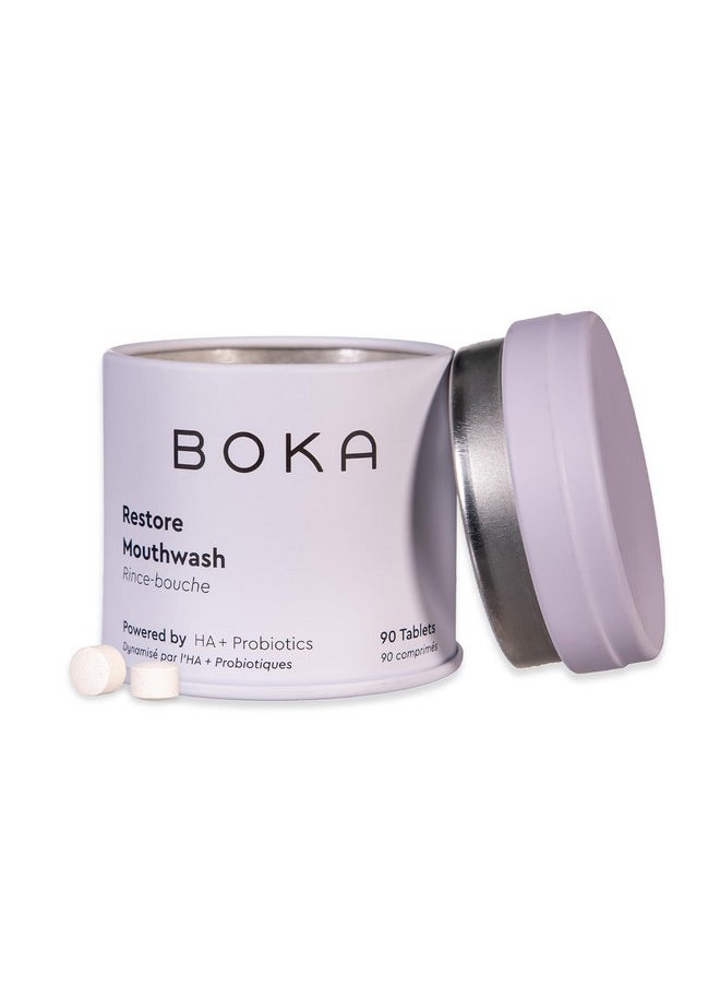 Boka Travel Mouthwash Tablets - Dental Sensitivity Treatments with Hydroxyapatite, Fluoride/Alcohol Free - Remineralizeing Chewables for Bad Breath (90 Pcs, Mint)