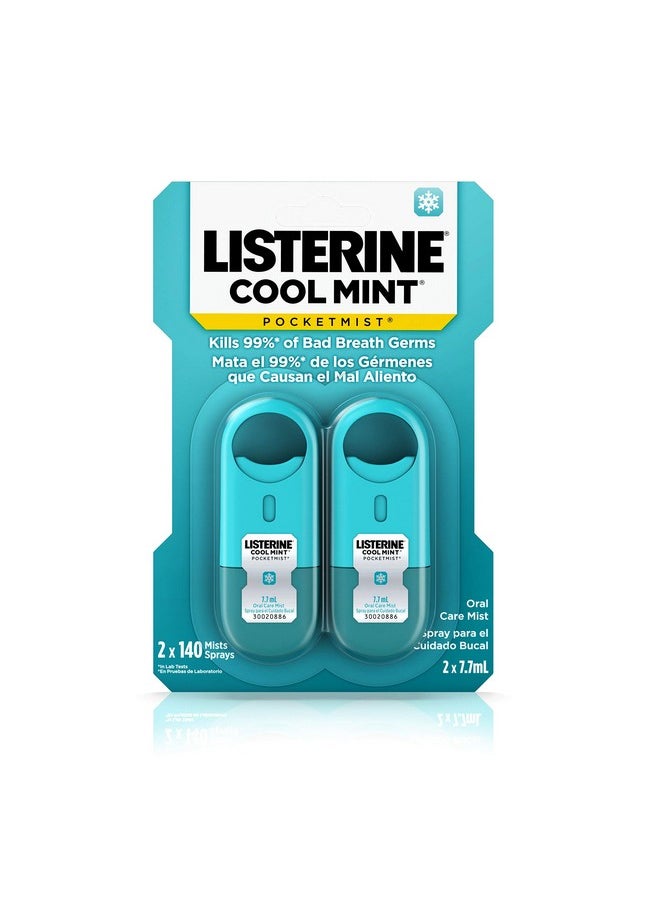 Listerine Pocketmist Cool Mint Oral Care Mist to Get Rid Of Bad Breath, 0.26 Fl Oz (Pack of 2)