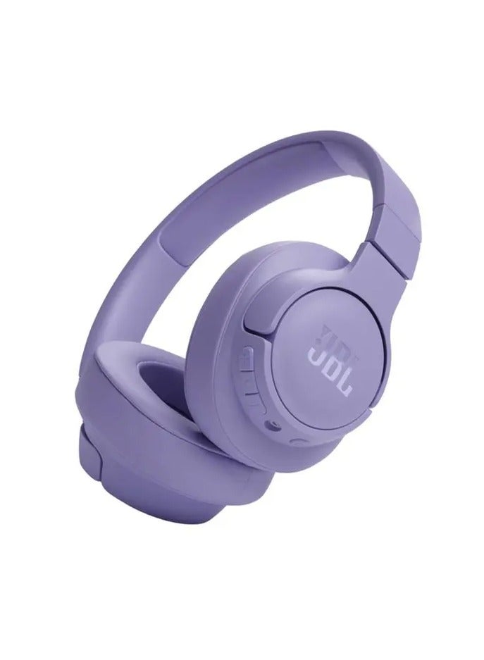 Tune 720BT Wireless Over-Ear Headphones with JBL Pure Bass Sound, Bluetooth 5.3 Up to 76H Battery Life, Lightweight, Comfortable and Foldable Design, Hands Free Calls with Voice Aware, Purple Purple