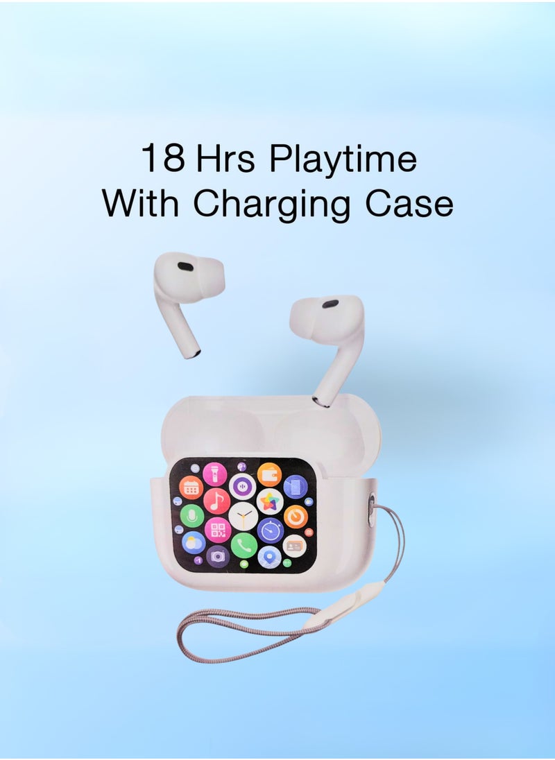 TWS Wireless Earbuds Bluetooth 5.3 – Touch Control, Active Noise Cancelling, LCD Power Display, Deep Bass – Compatible with Android & iOS – White