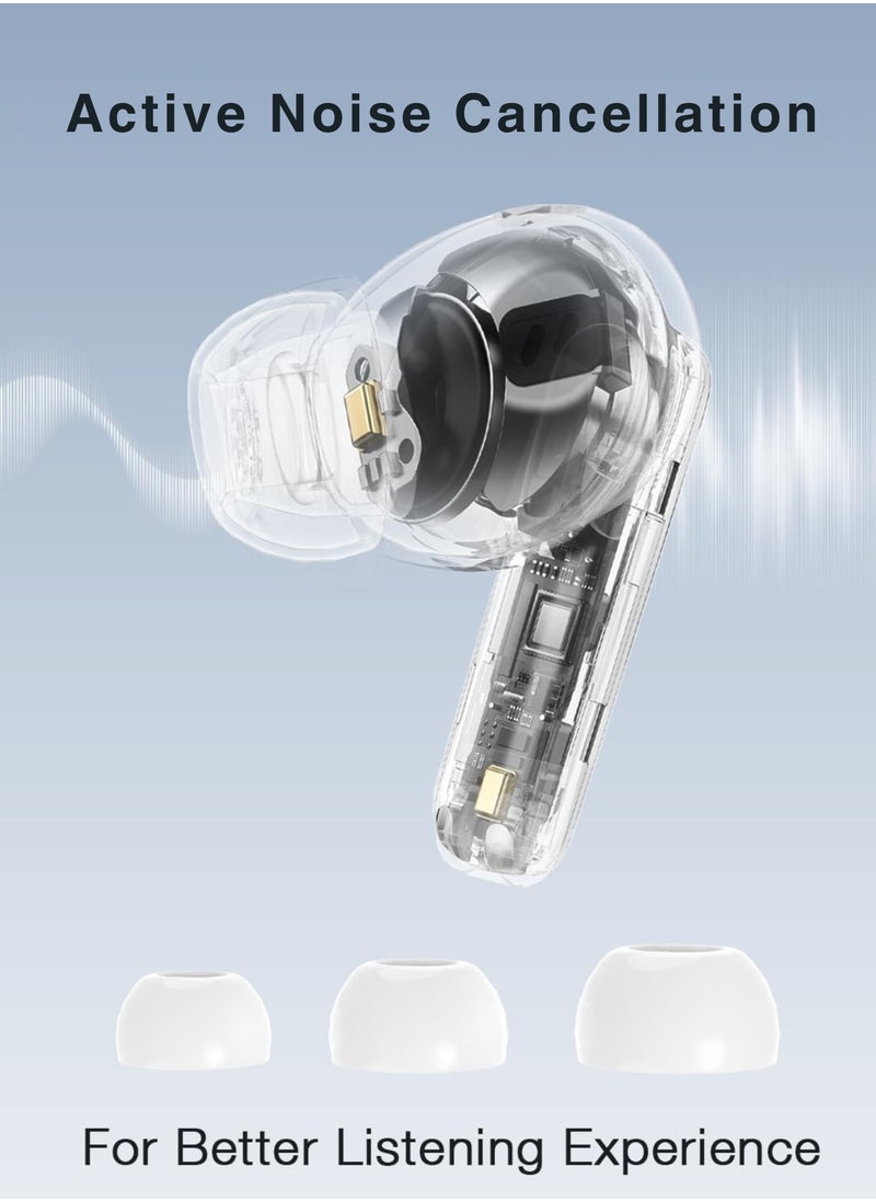 TWS Wireless Earbuds Bluetooth 5.3 – Touch Control, Active Noise Cancelling, LCD Power Display, Deep Bass – Compatible with Android & iOS – White