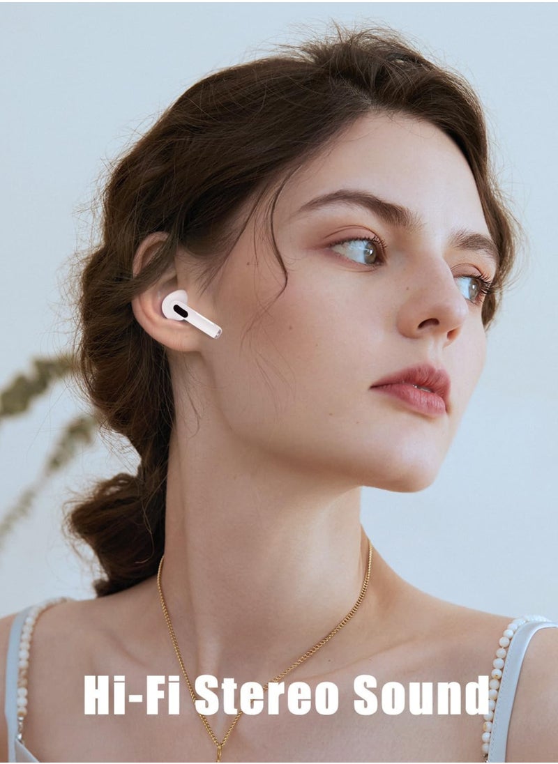 TWS Wireless Earbuds Bluetooth 5.3 – Touch Control, Active Noise Cancelling, LCD Power Display, Deep Bass – Compatible with Android & iOS – White