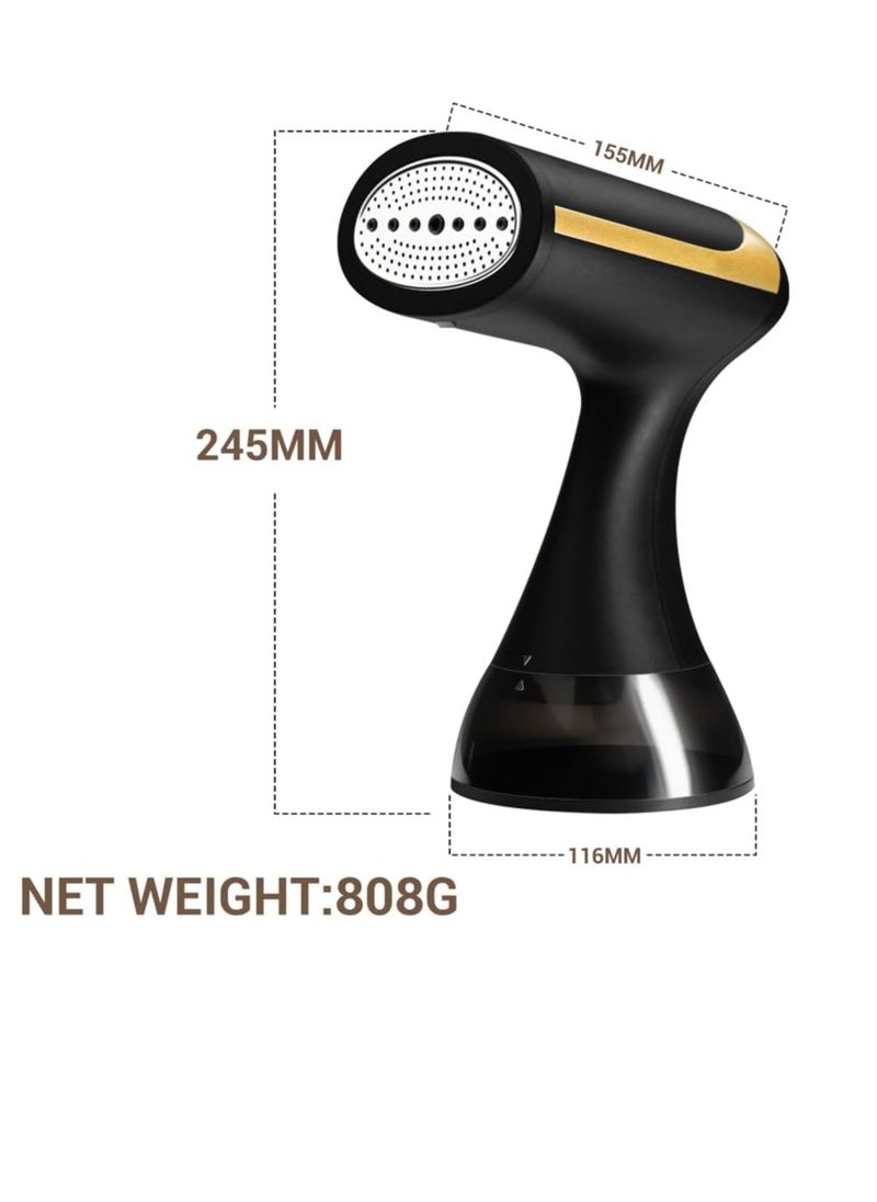 1500W Handheld Steam Iron Garment Steamer – 30s Fast Heat-Up, 350ML Detachable Water Tank, 30min Continuous Steam, Ceramic Plate, Auto Shutoff, Anti-Drip, Fabric & Upholstery Wrinkle Remover, Travel-Friendly, Home/Office Use