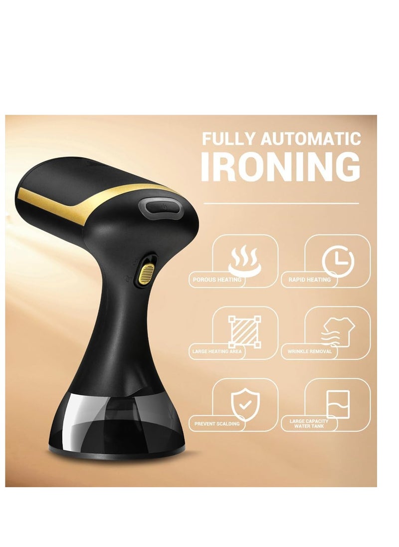 1500W Handheld Steam Iron Garment Steamer – 30s Fast Heat-Up, 350ML Detachable Water Tank, 30min Continuous Steam, Ceramic Plate, Auto Shutoff, Anti-Drip, Fabric & Upholstery Wrinkle Remover, Travel-Friendly, Home/Office Use