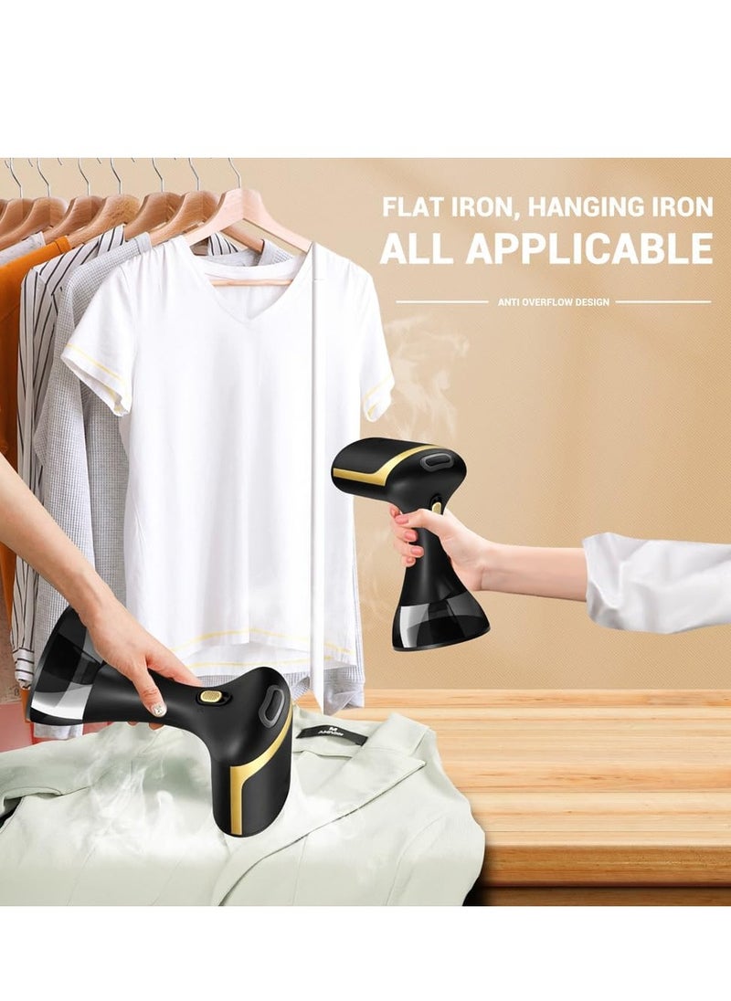1500W Handheld Steam Iron Garment Steamer – 30s Fast Heat-Up, 350ML Detachable Water Tank, 30min Continuous Steam, Ceramic Plate, Auto Shutoff, Anti-Drip, Fabric & Upholstery Wrinkle Remover, Travel-Friendly, Home/Office Use