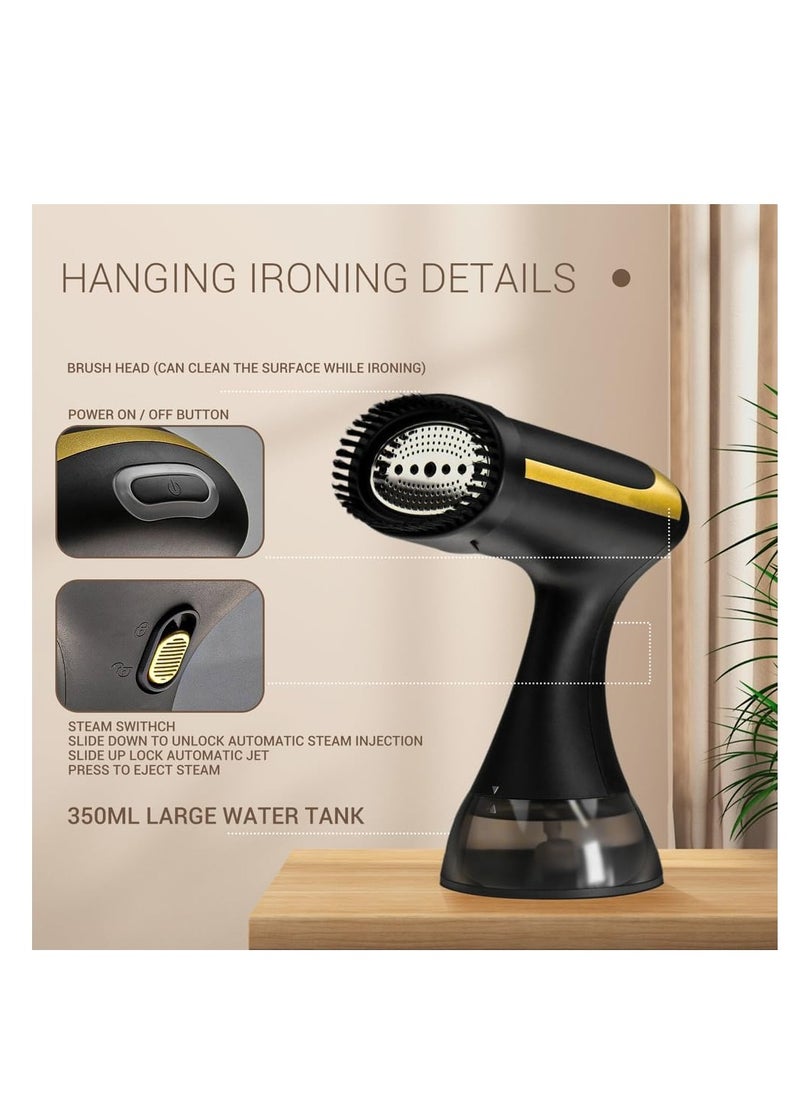 1500W Handheld Steam Iron Garment Steamer – 30s Fast Heat-Up, 350ML Detachable Water Tank, 30min Continuous Steam, Ceramic Plate, Auto Shutoff, Anti-Drip, Fabric & Upholstery Wrinkle Remover, Travel-Friendly, Home/Office Use