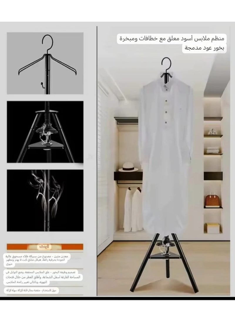 Middle East Double-Tier Metal Clothing Organizer Smoked Iron Art Rack for Coat Robe Storage Cross-Border(175cm)