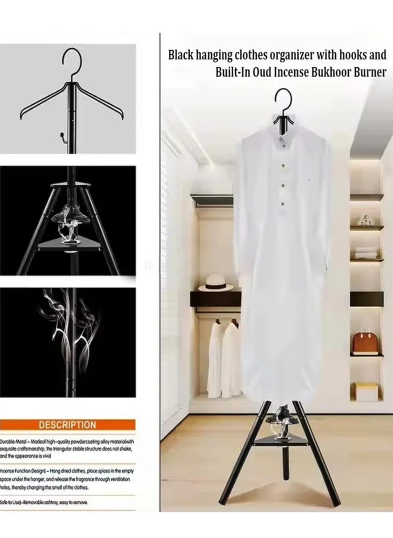 Middle East Double-Tier Metal Clothing Organizer Smoked Iron Art Rack for Coat Robe Storage Cross-Border(175cm)