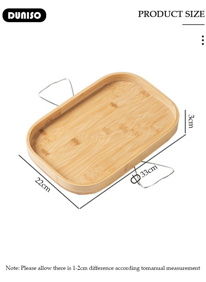 Bamboo Trayble Couch Arm Table,Clip On Tray Sofa Table for Couches, Rectangle Wooden Tray,Multipurpose Trays for Breakfast, Coffee Table/Butler & More ,Light & Sturdy Wood Tray Foldable Armrest Tray Table for Eating and Drink