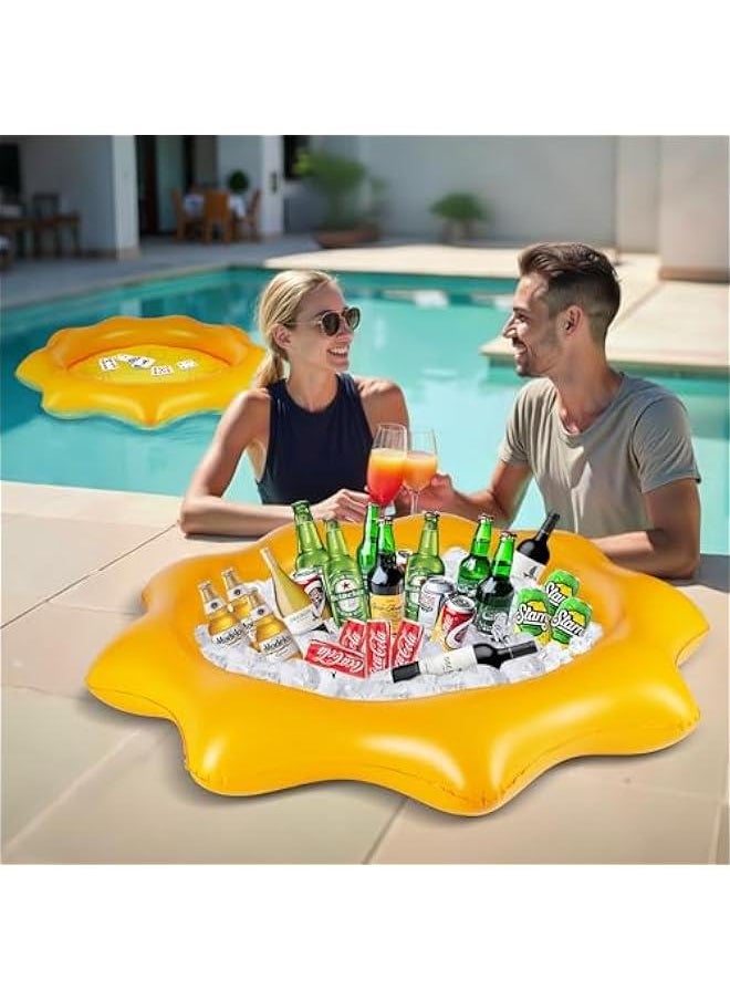 Pool Wave 2-Pack Inflatable Ice Drink Cooler Serving Tray Salad Bar for Party, Floating Card Table Pool Game Water Toys, Swimming Summer Fun Outdoor Indoor BBQ Picnic Home Birthday Party Supplies