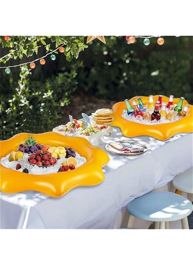 Pool Wave 2-Pack Inflatable Ice Drink Cooler Serving Tray Salad Bar for Party, Floating Card Table Pool Game Water Toys, Swimming Summer Fun Outdoor Indoor BBQ Picnic Home Birthday Party Supplies