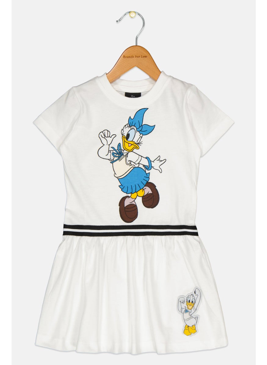 Toddlers Girl Mickey And Friend Short Sleeves Dress, White