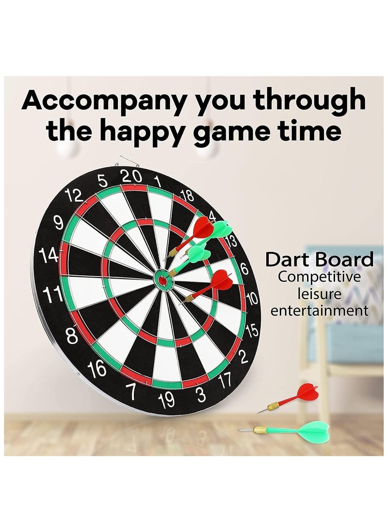 Bolivia's Dart Board Set, 15 Inch Double Sided Usable Dartboard with 6 Metal Tip Darts, Dart Boards for Adults Teens Family Office Leisure Sport, Safe Dart Game Set for Indoor Outdoor