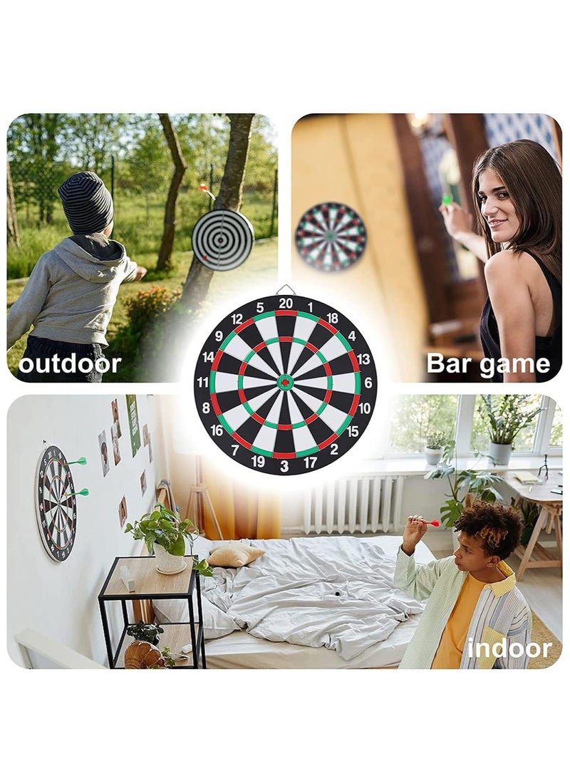 Bolivia's Dart Board Set, 15 Inch Double Sided Usable Dartboard with 6 Metal Tip Darts, Dart Boards for Adults Teens Family Office Leisure Sport, Safe Dart Game Set for Indoor Outdoor
