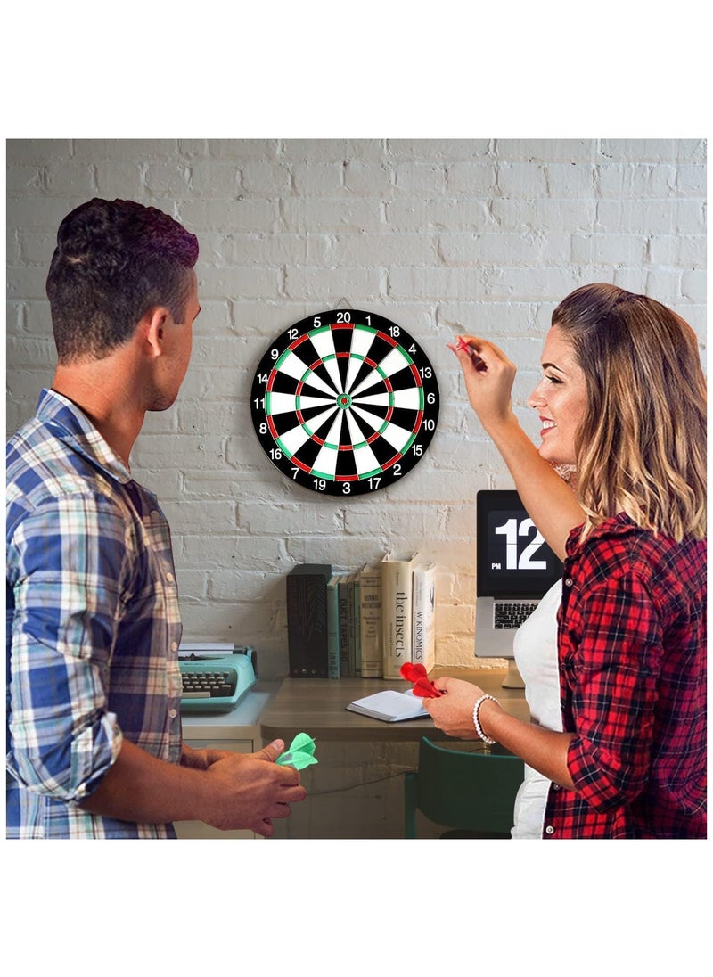 Bolivia's Dart Board Set, 15 Inch Double Sided Usable Dartboard with 6 Metal Tip Darts, Dart Boards for Adults Teens Family Office Leisure Sport, Safe Dart Game Set for Indoor Outdoor