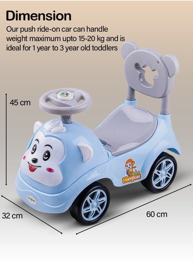 Rio Ride on Baby Car for Kids Ride on Push Car with Music Button Kids Car with High Backrest  & Storage Ride on Toy Car Push Ride on Car for Kids Baby Toddlers 1 to 3 Years Boys Girls Blue