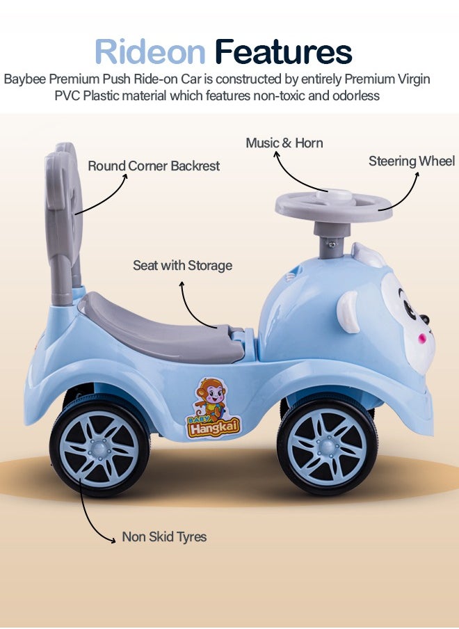 Rio Ride on Baby Car for Kids Ride on Push Car with Music Button Kids Car with High Backrest  & Storage Ride on Toy Car Push Ride on Car for Kids Baby Toddlers 1 to 3 Years Boys Girls Blue